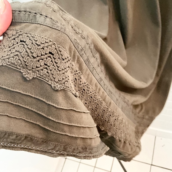 Prana Mini Dress Boho Crochet Olive Green 100% cotton V surplice neck Eco S - Picture 15 of 15